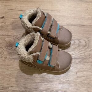 Cozy Tan and Blue Kids Boots